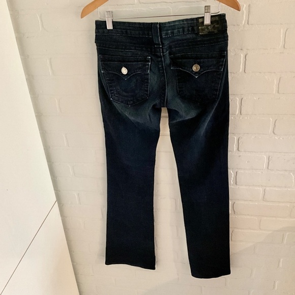 True Religion Women’s Denim Jeans Y2K Rock Low Rise Dark wash Blue Flare 28 - Picture 2 of 16